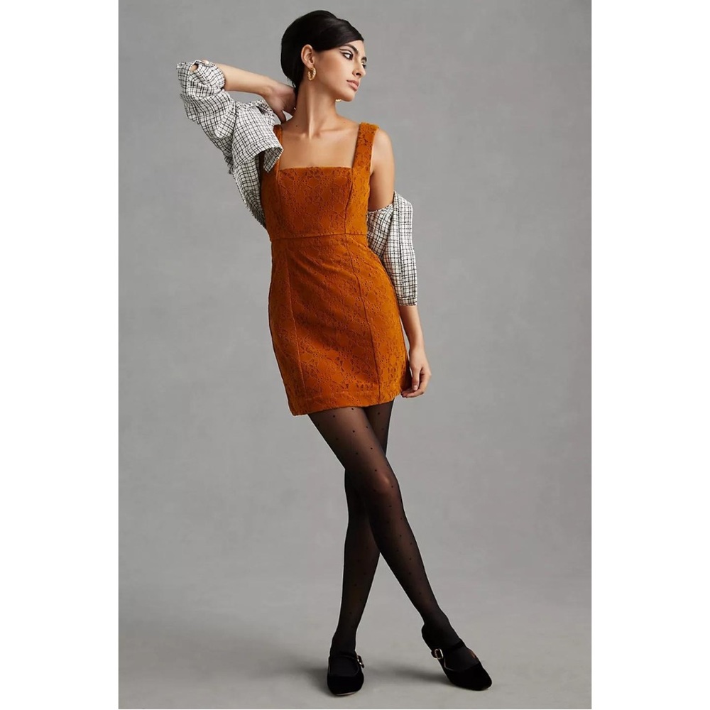 NWOT Maeve by Anthropologie Faux Suede Shift Mini Dress Size 4 in Copper